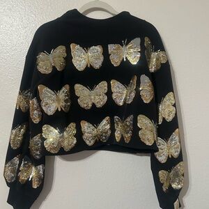 Queen of Sparkles 3 Piece Outfit Black Sequin Butterfly Set